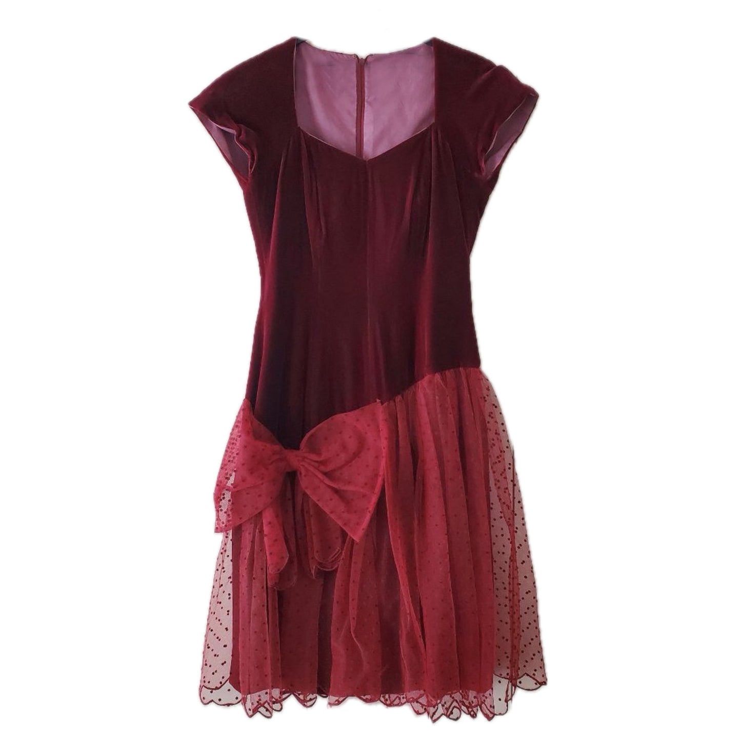 Christian Dior Sless Sweetheart Neckline Velvet Tulle Bow Skirt Dress