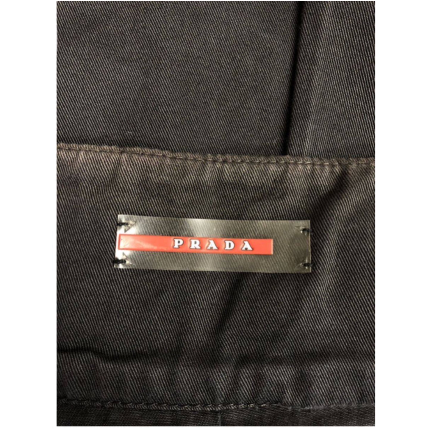 Prada Leather Waist Cotton Pleated Wrap Skirt
