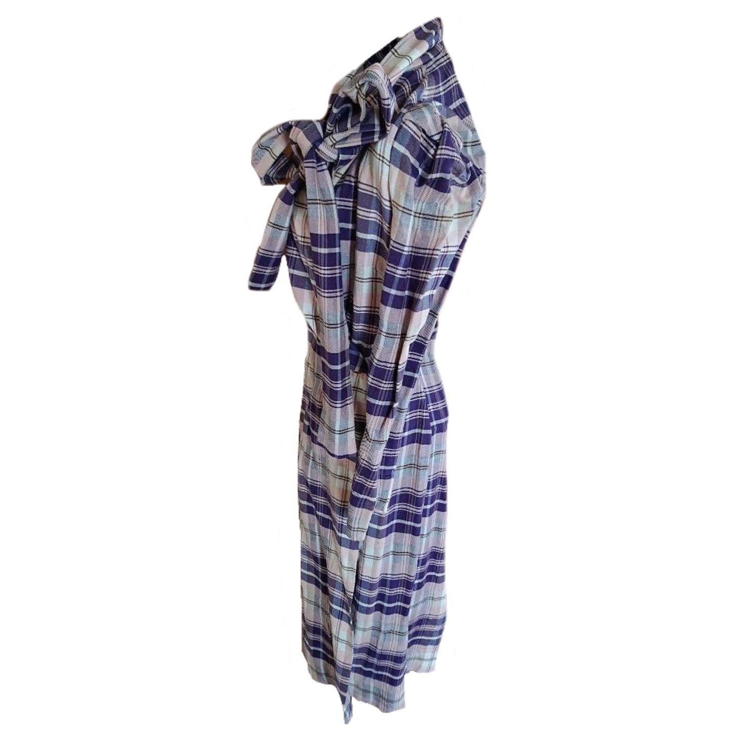 Vivienne Westwood Red Label Plaid Checkered Puff LS Tie Neck Coat