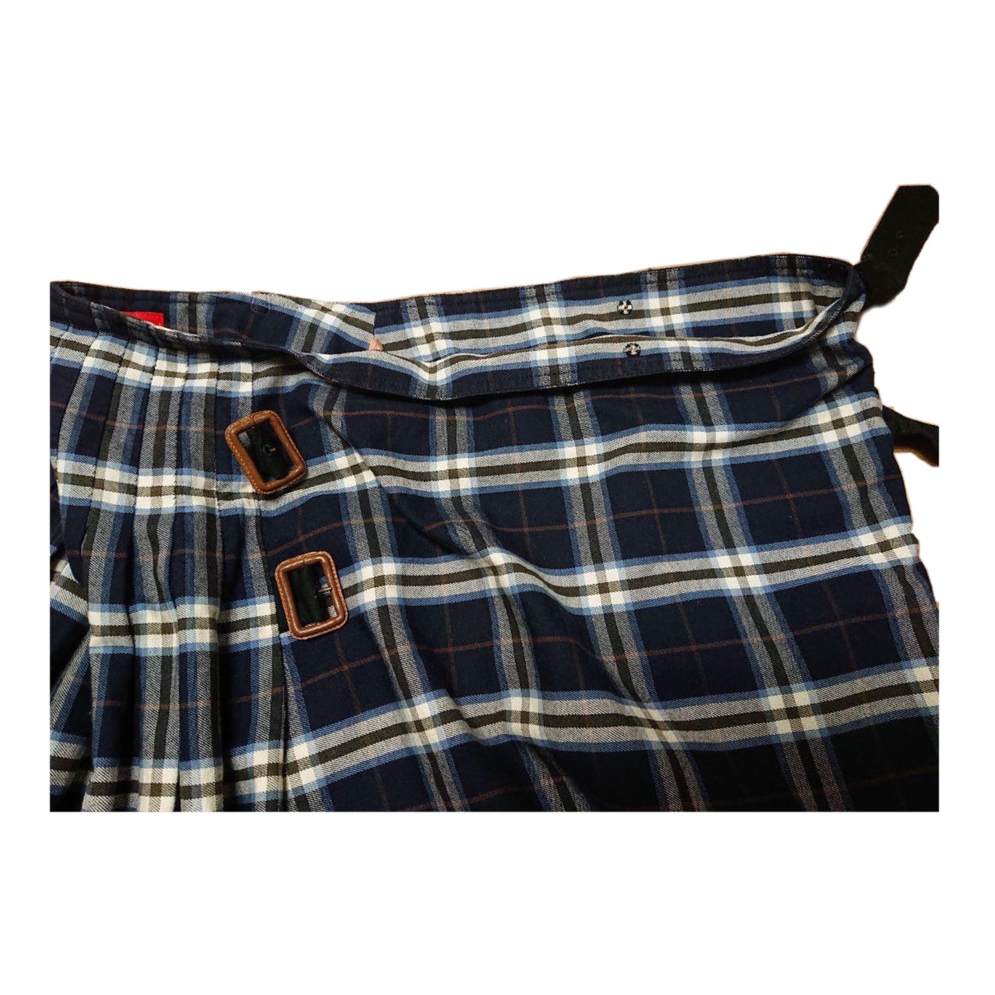 Vivienne Westwood Double Buckle Assymetrical Plaid Pleat Skirt