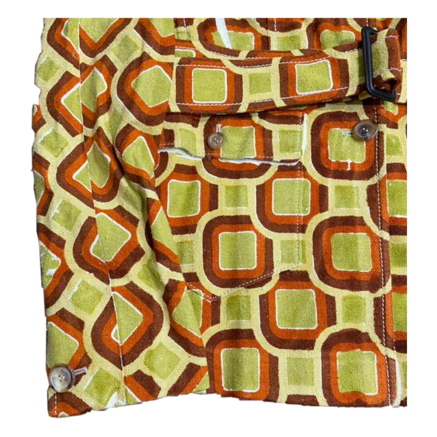 Prada Square Tile Print Silk Buckle Belt Jacket