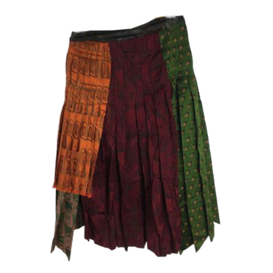 Jean Paul Gaultier Tile Print Mosaic Pleated Patchwork Wrap Skirt