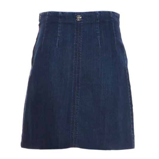 Chanel Denim A Line Pleated Skirt