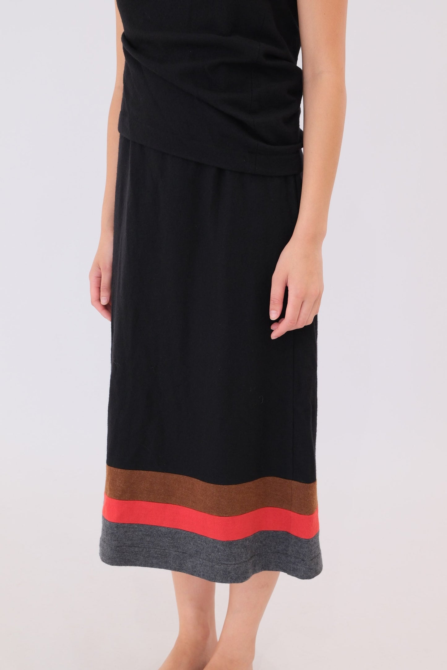 Comme Des Garcons Wool Layered Dress W Stripe Hem
