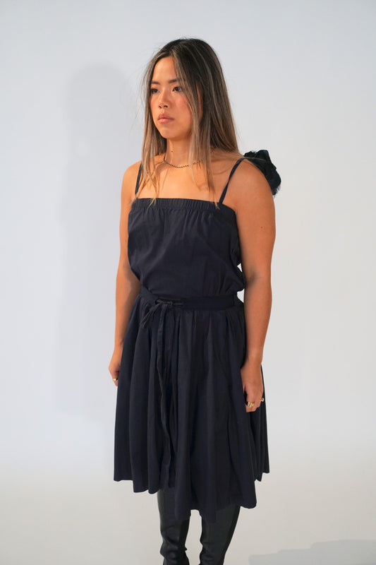 Lanvin x Comme Des Garcons Spaghetti Strap Dress w Floral Applique