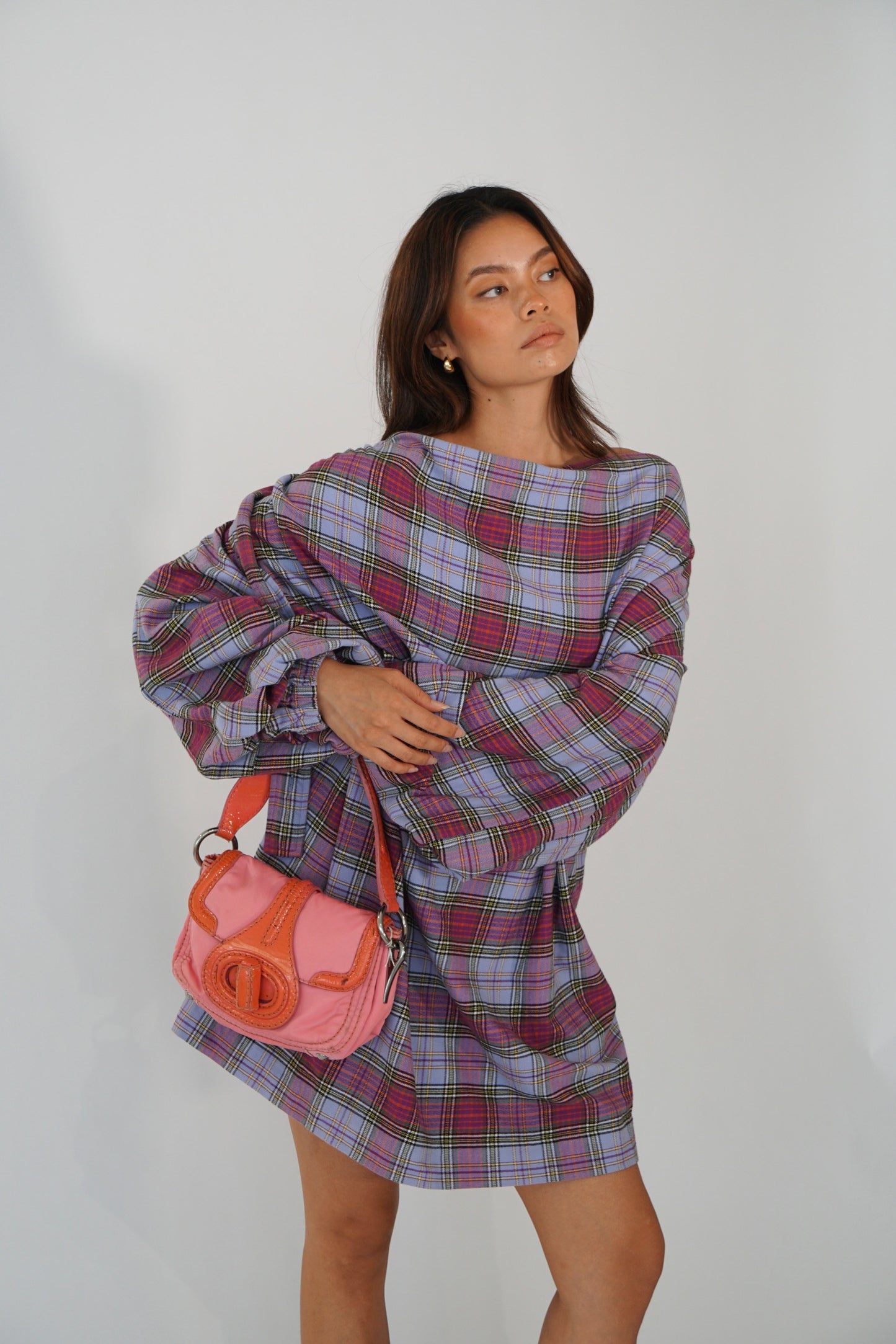 Vivienne Westwood Plaid Oversized Balloon LS Dress