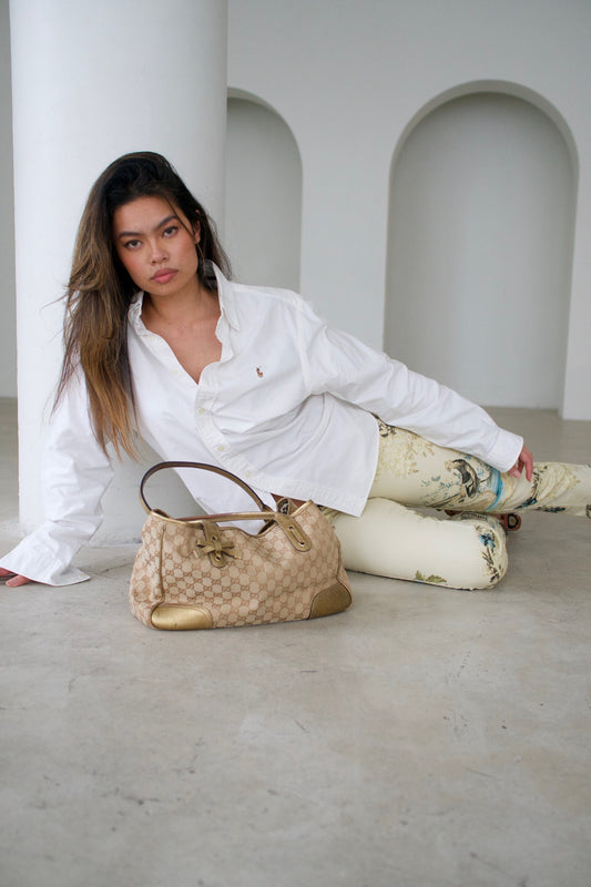 Gucci Monogram Canvas Double Handle Handbag