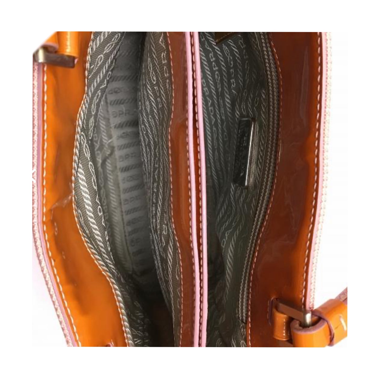 Prada Pink/Orange Mesh Canvas Tote Bag