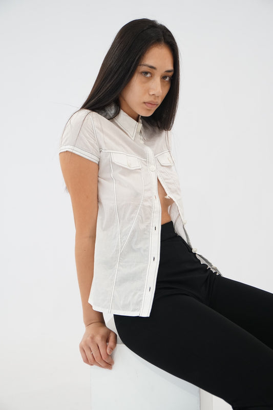 Versace Pocket SS Contrast Stitch Blouse