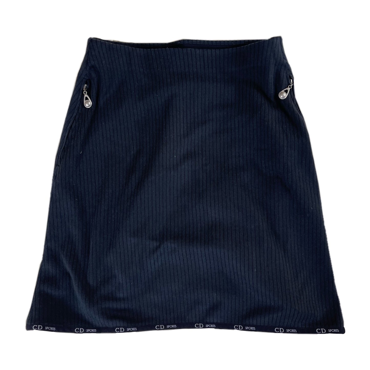 Christian Dior Sports Logo Trim Ribbed A Line Skirt Zip Double Pockets