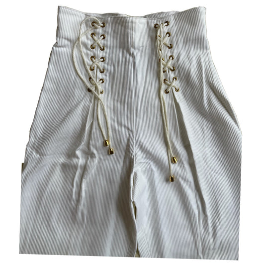 Yves Saint Laurent Lace Up High Waist Tapered Trousers