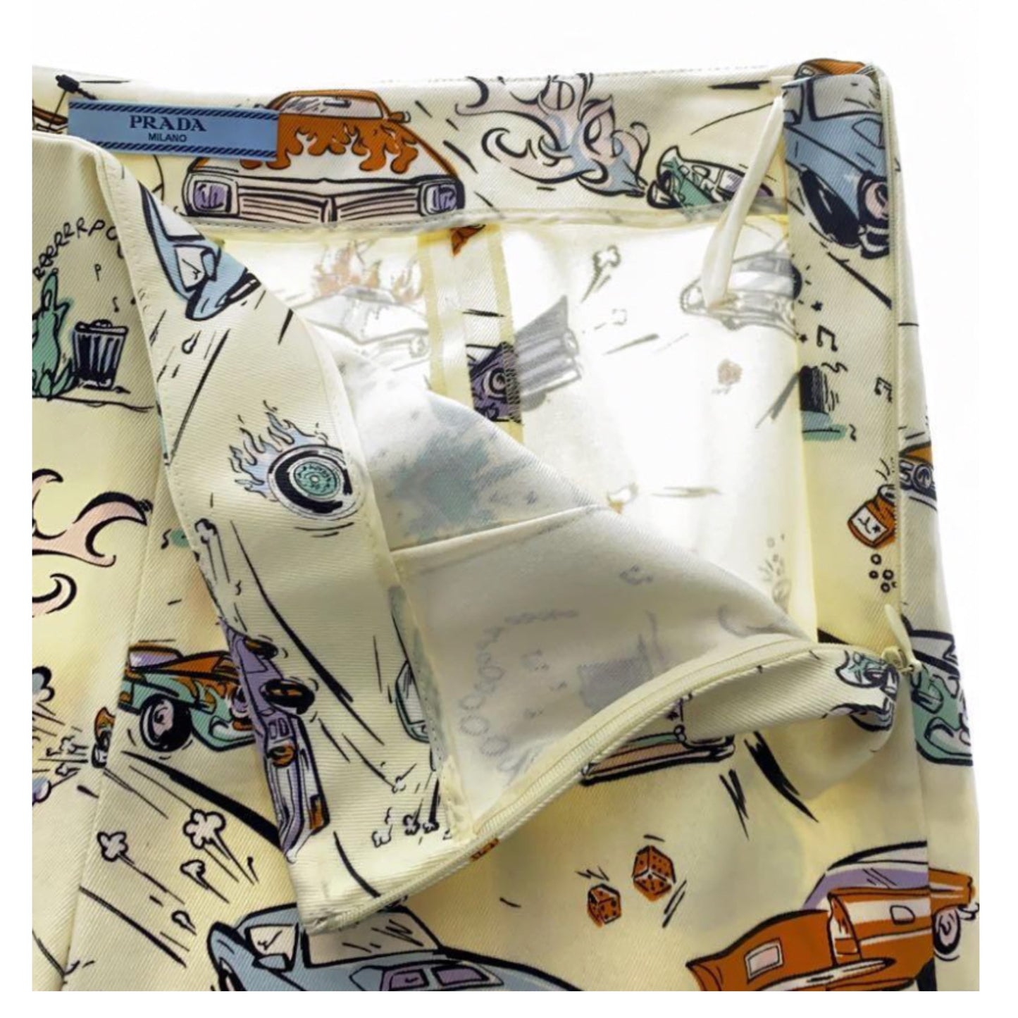 Prada Car Cartoon Graphic Capri Pants