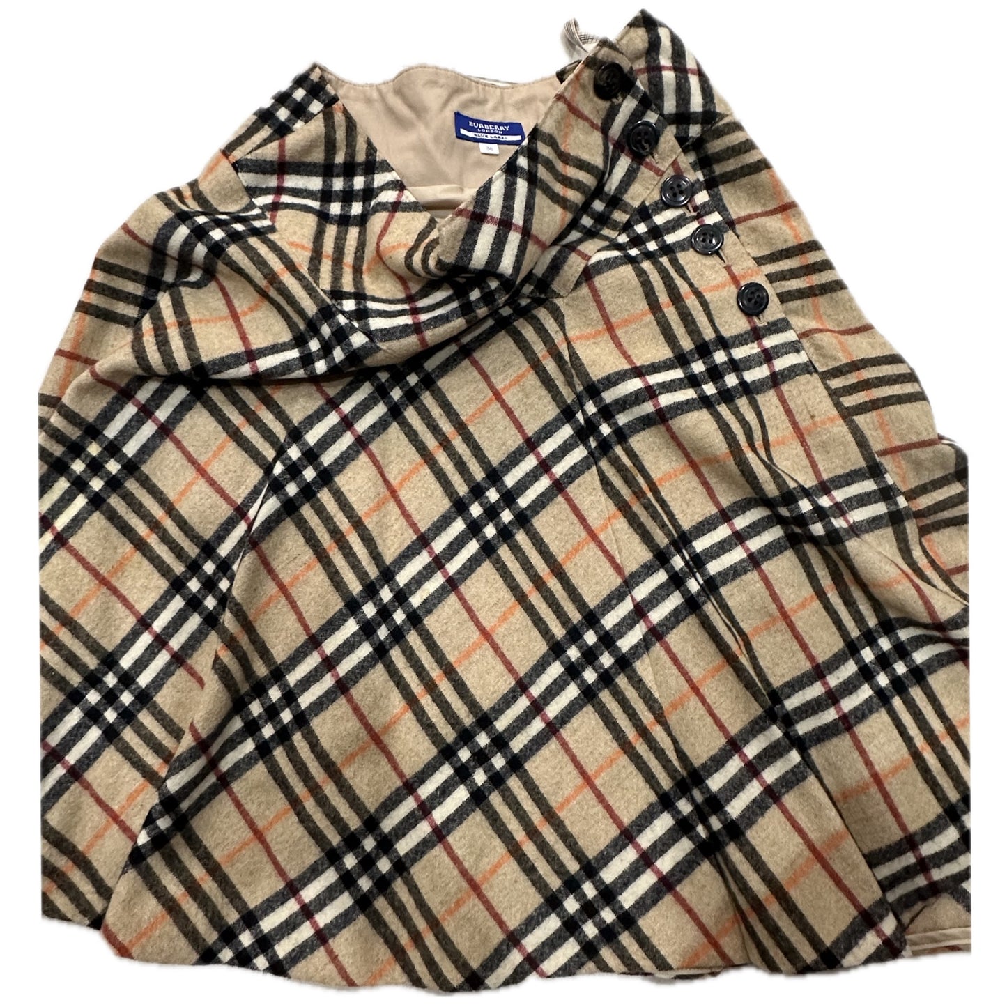 Burberry Blue Label Nova Check Assymetrical Side Button Skirt