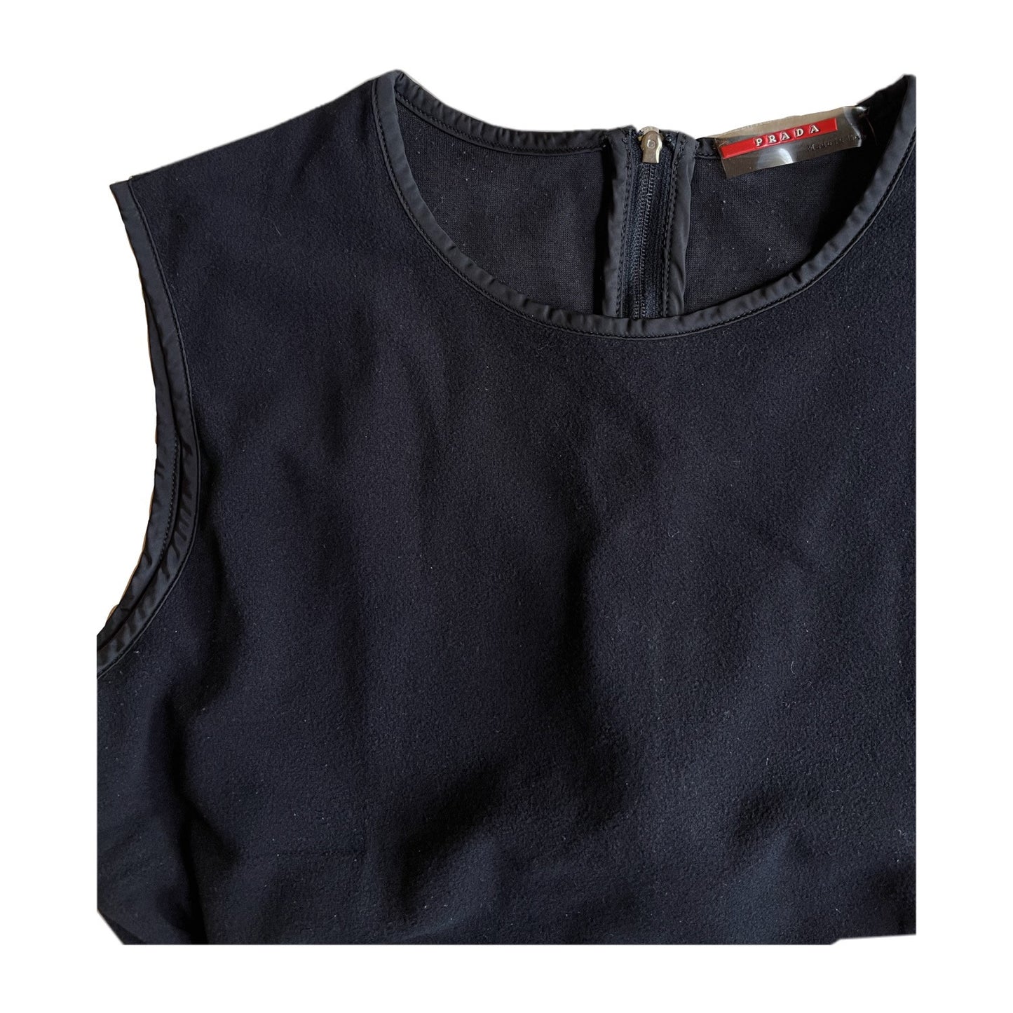 Prada Logo Fleece Zip Vest W/ Adjustable Cord