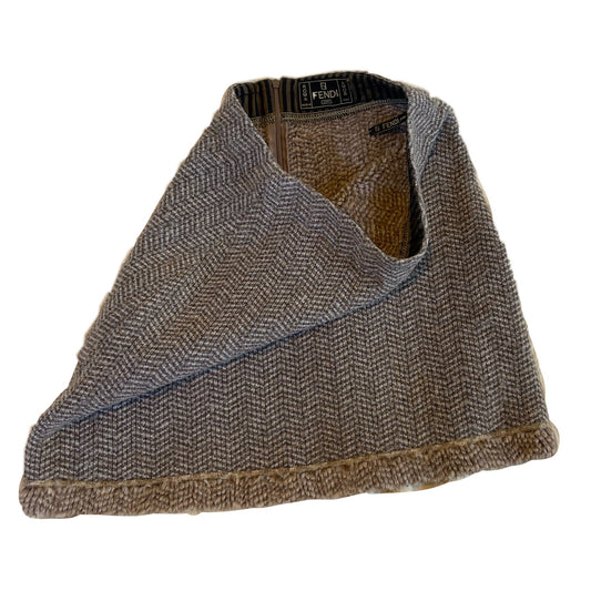 Fendi Fleece A Line Zig Zag Mini Skirt