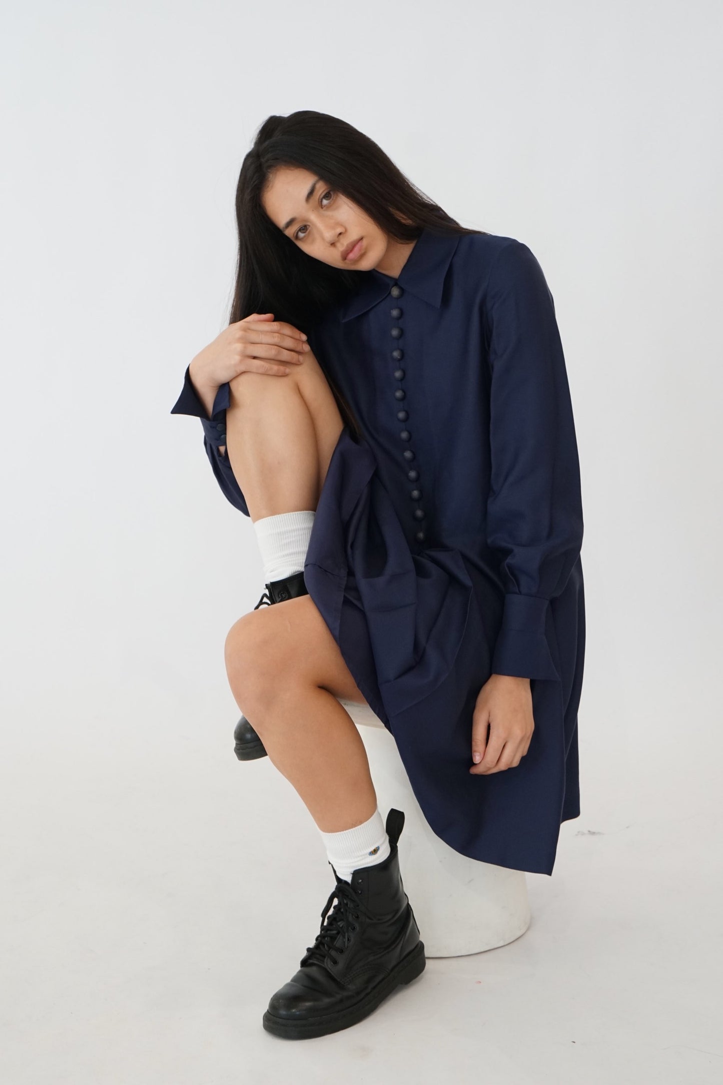 Christian Dior Miss Dior Button Down LS Waterfall Dress