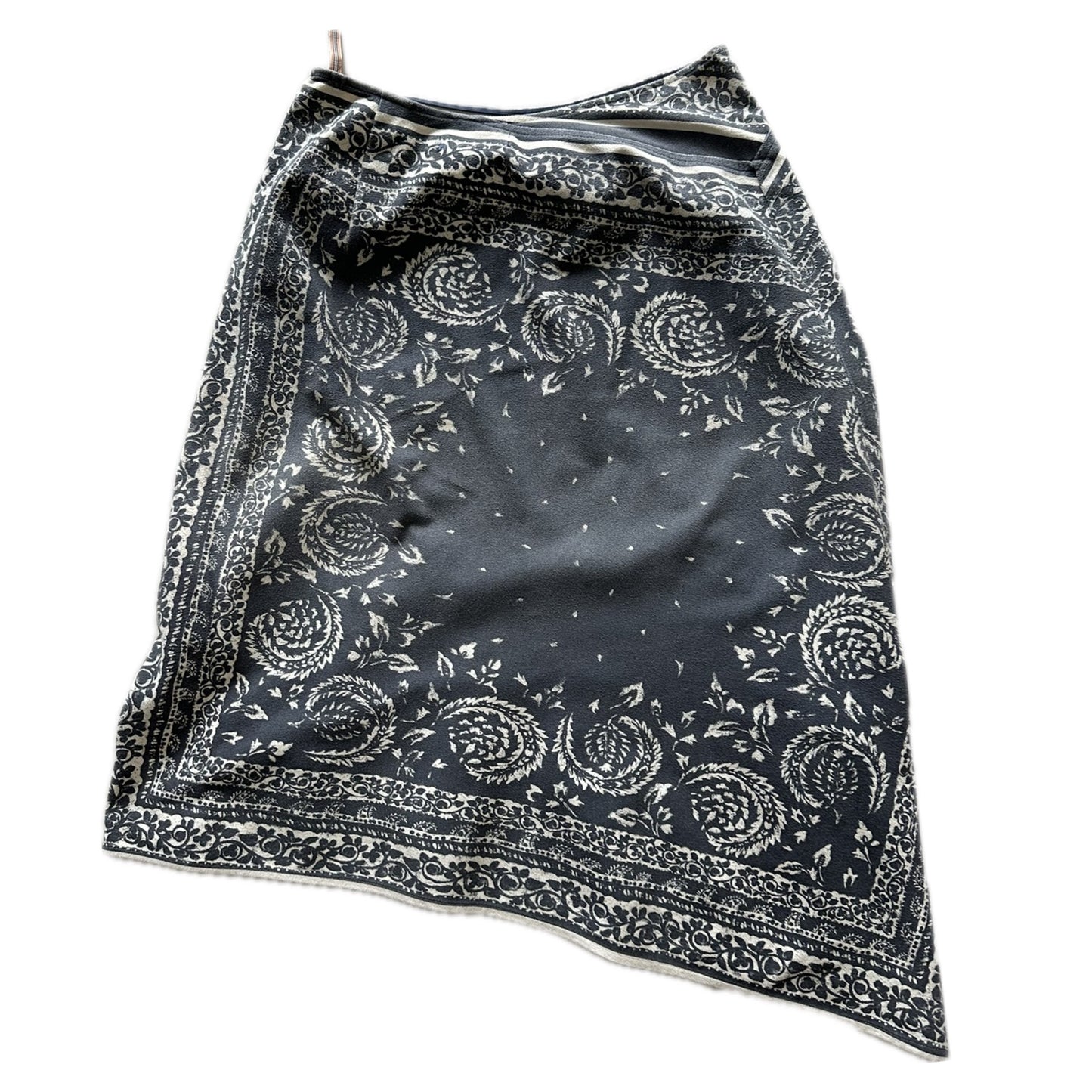 Burberry Blue Label Grey Scarf Print Assymetrical A Line Skirt