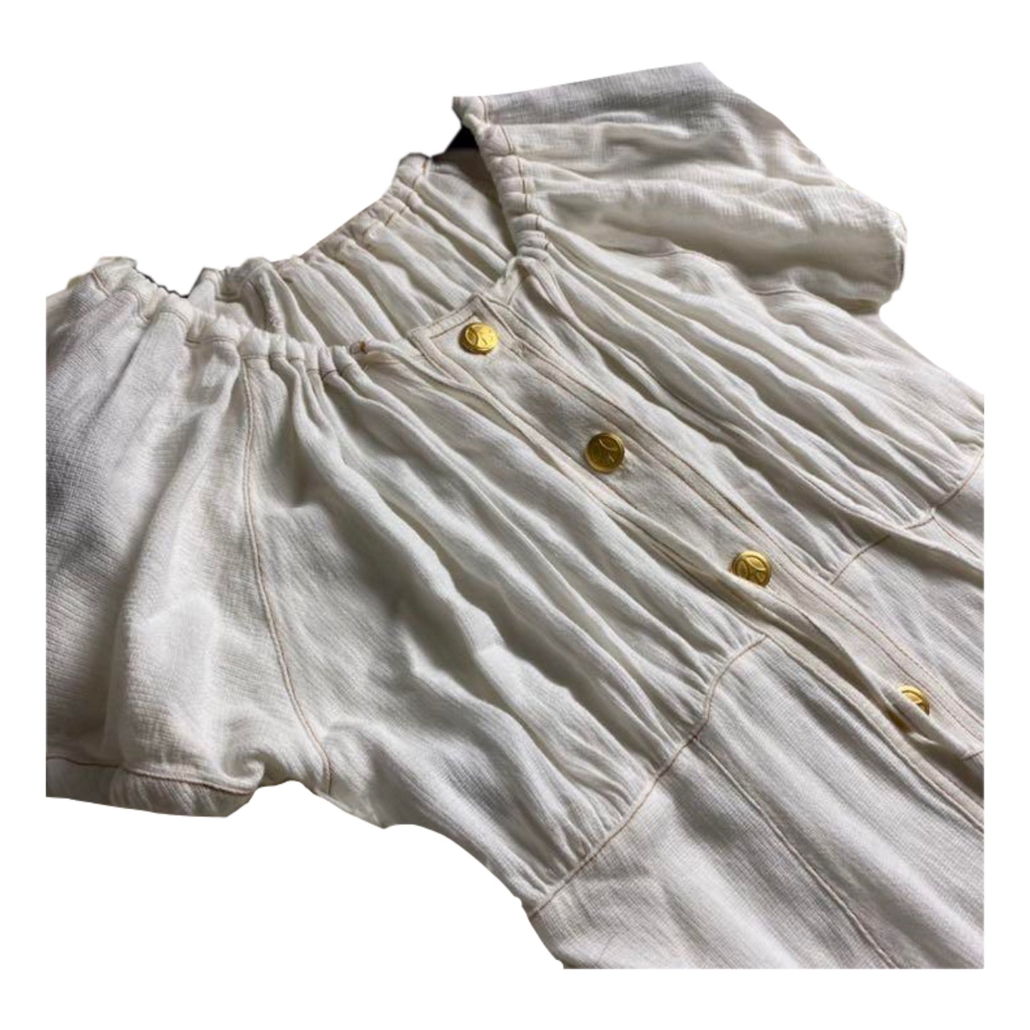 Moschino Linen Blend Cap Sleeve Button Down SS Midi Dress