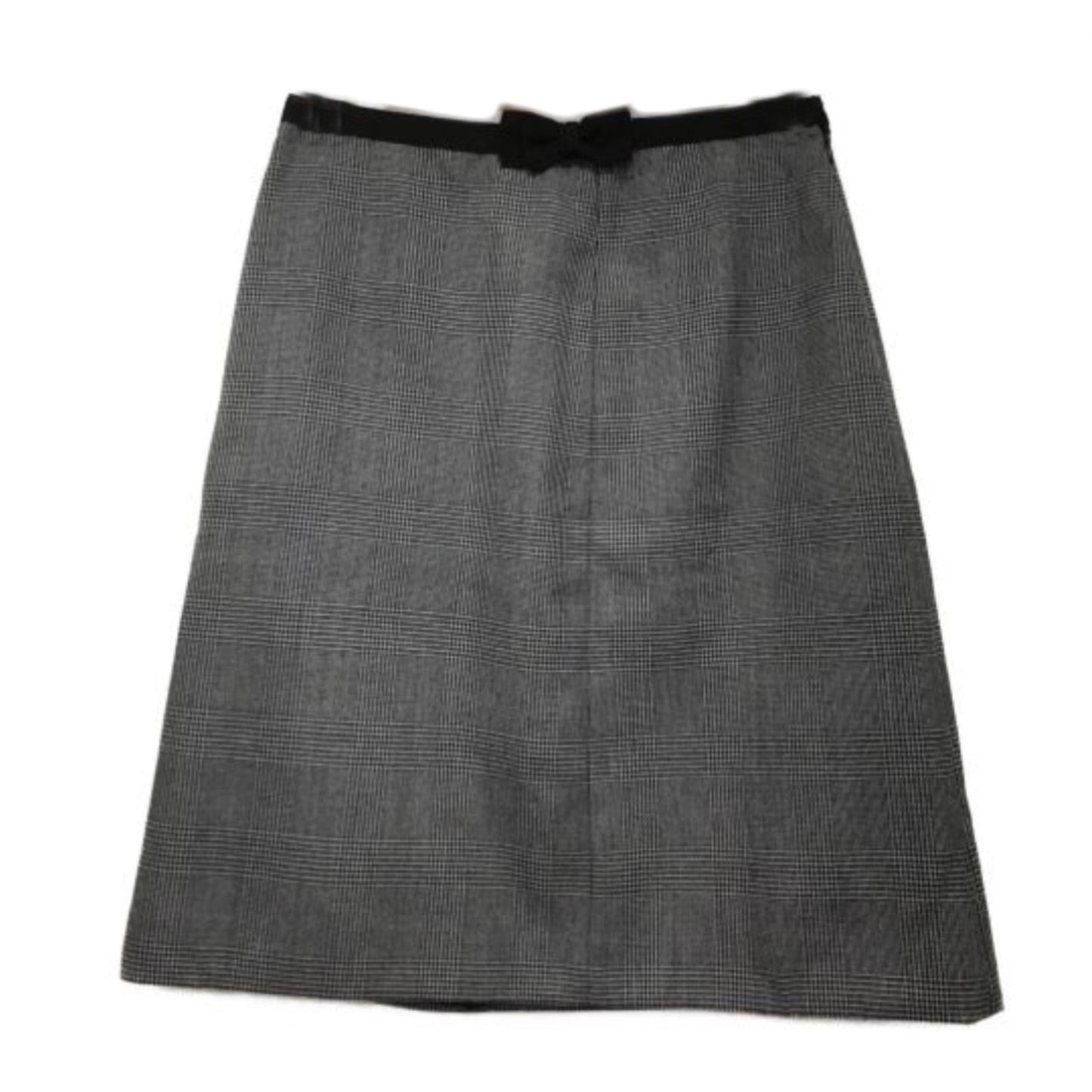 Prada Checkered Midi Pencil Skirt w Ribbon Belt