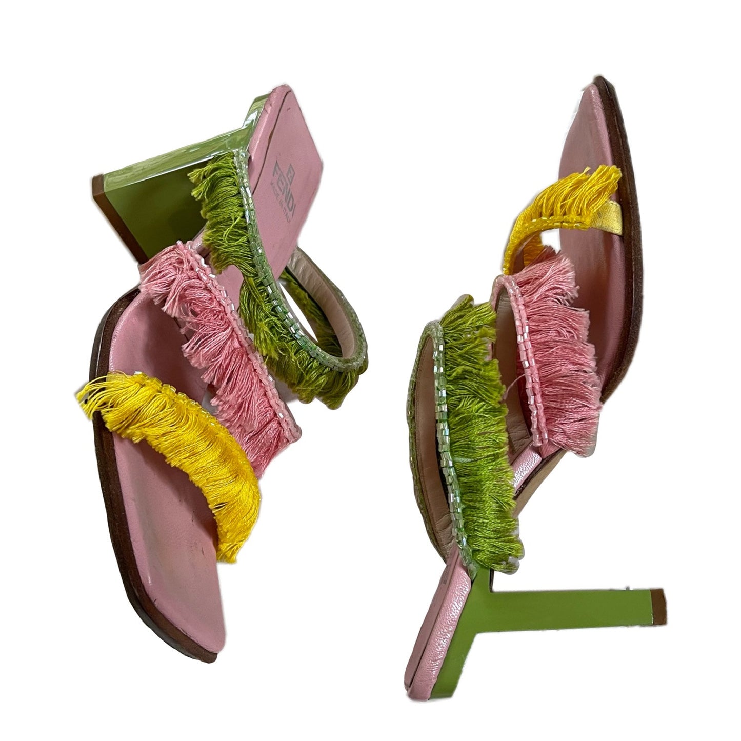 Fendi Sequin Fringe Block Heel