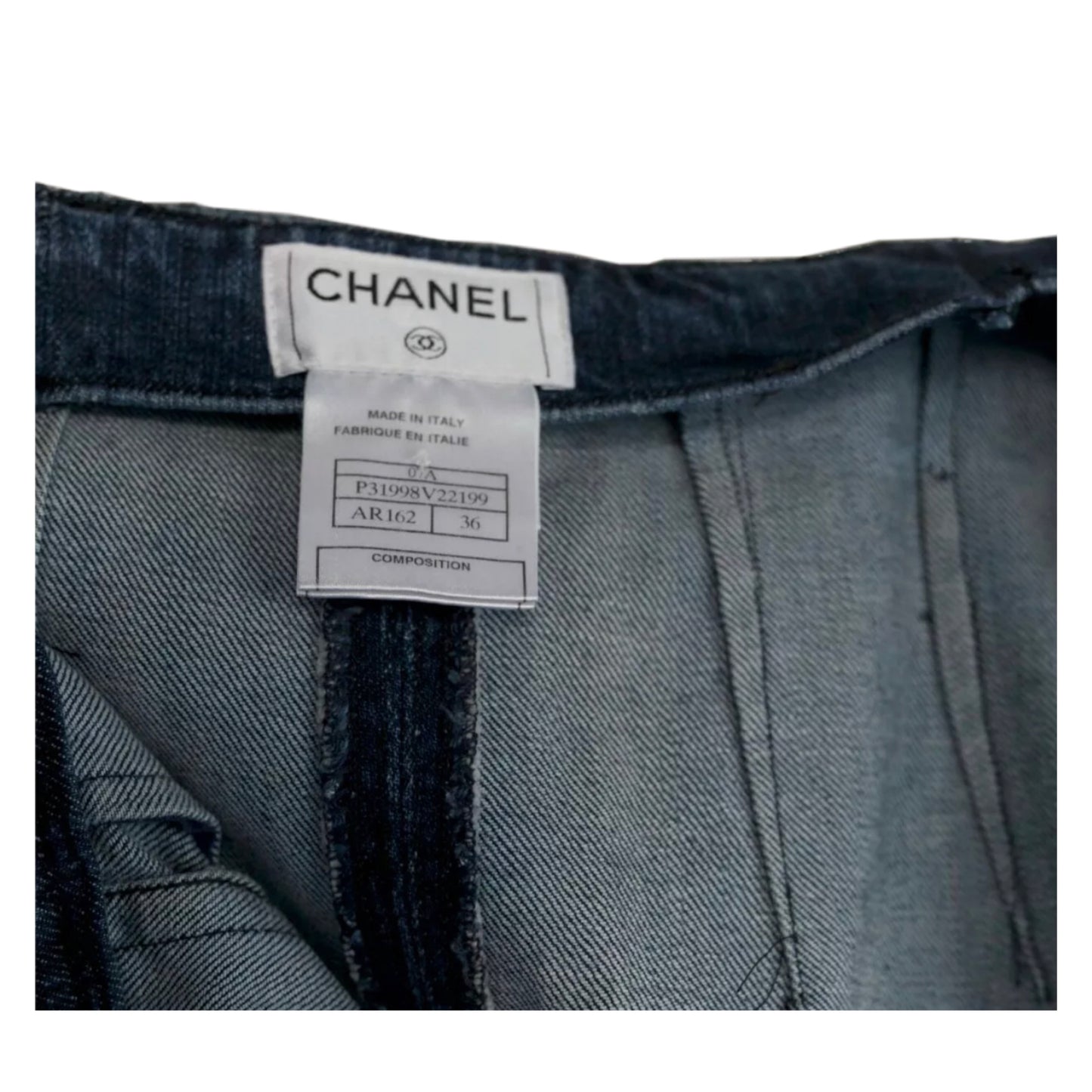 Chanel Denim A Line Pleated Skirt