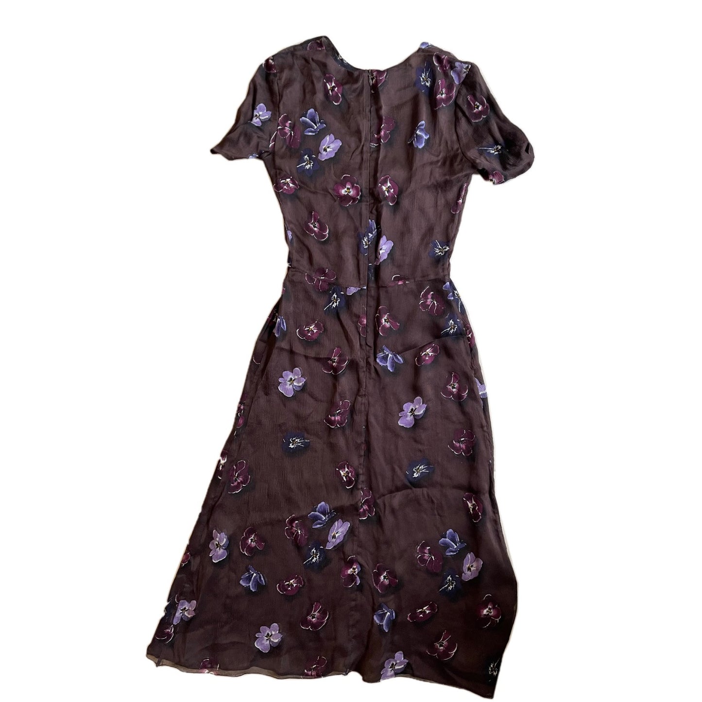 Prada Brown Floral Silk Midi Dress