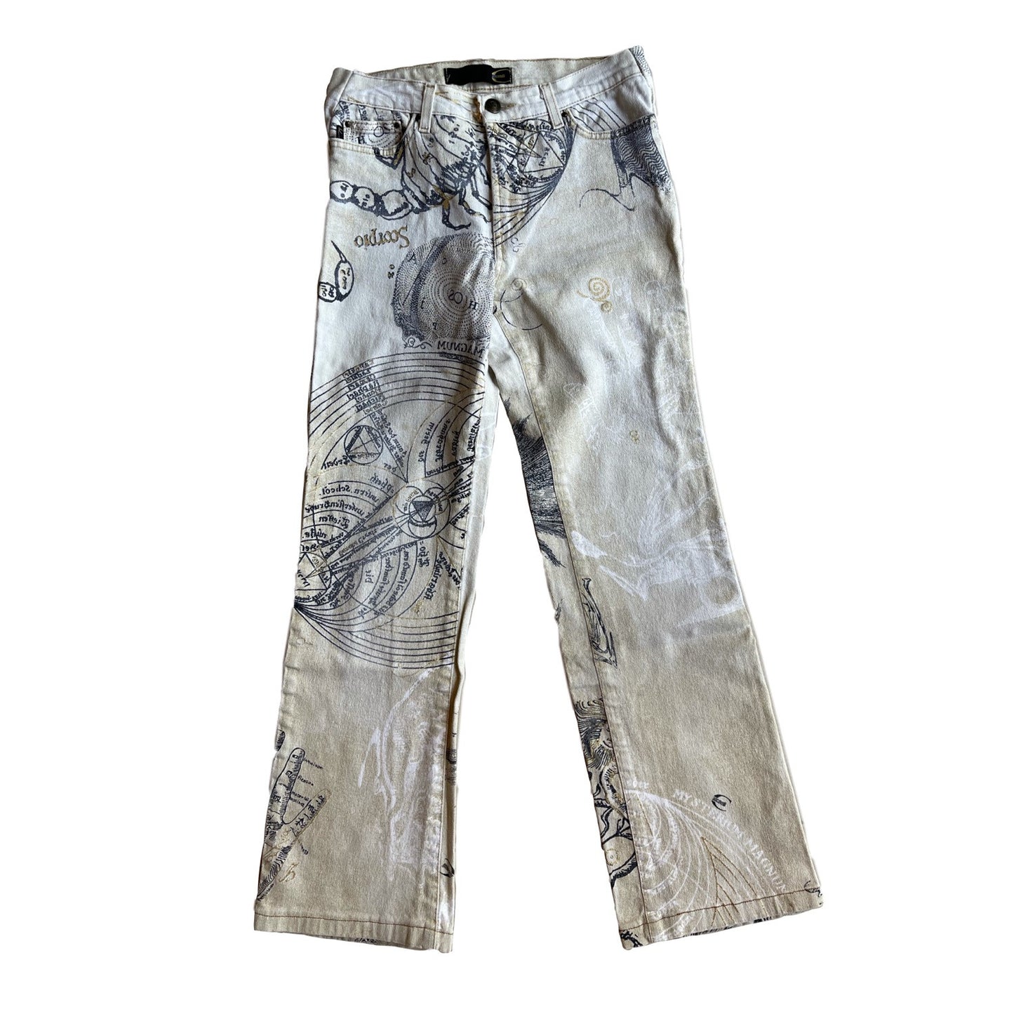 Roberto Cavalli Horoscope Glitter Print Denim Jeans