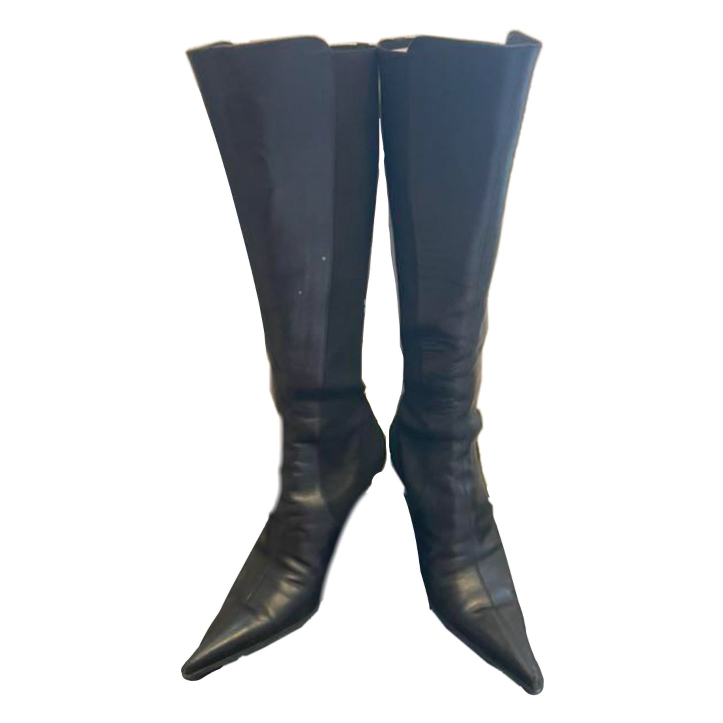Dolce & Gabbana Kitten Heel Point Toe Elasticated Calf Knee High Boots Sz37