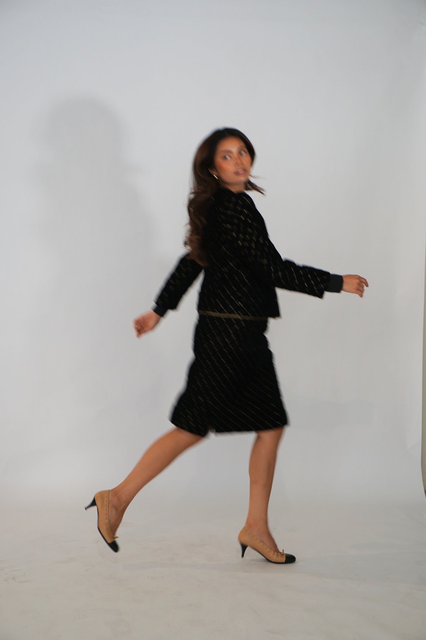 Celine Velvet Quilted Gold cushion embroidery jacket skirt suit