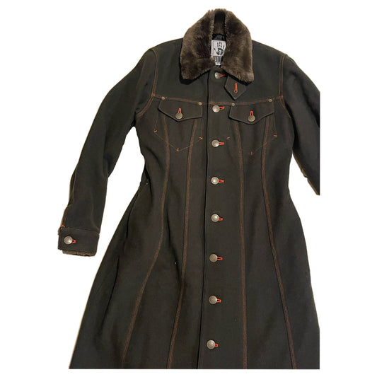 Jean Paul Gaultier Maxi Military Fur Button Coat