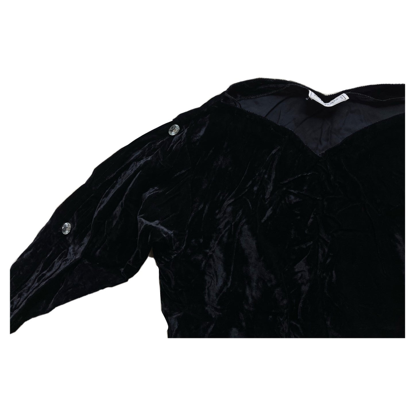 Yves Saint Laurent Velvet Sweetheart Neck Cut Out Jewelled Sleeve Top