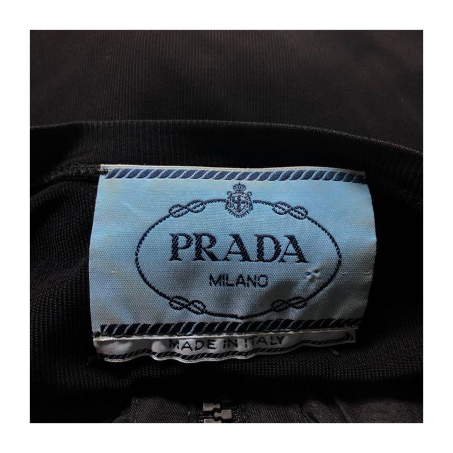 Prada Nylon SS Zip Logo Buckle Crop Top
