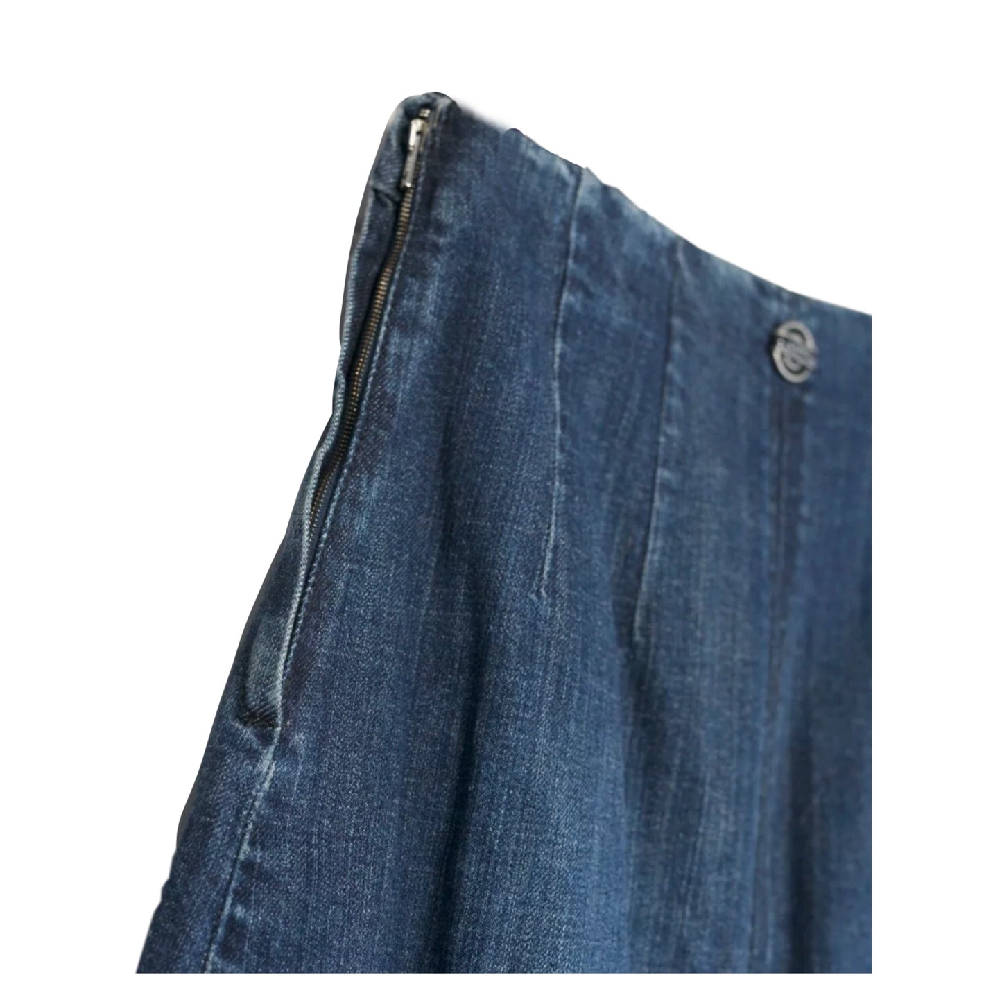 Chanel Denim A Line Pleated Skirt
