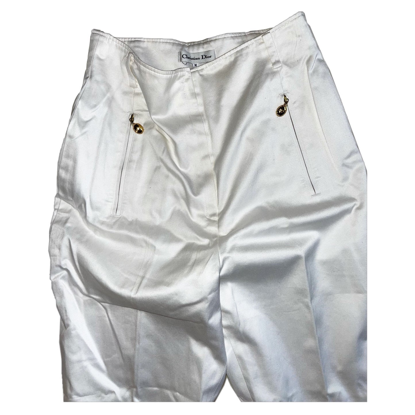 Christian Dior Gold Logo Zipper Capri Pants
