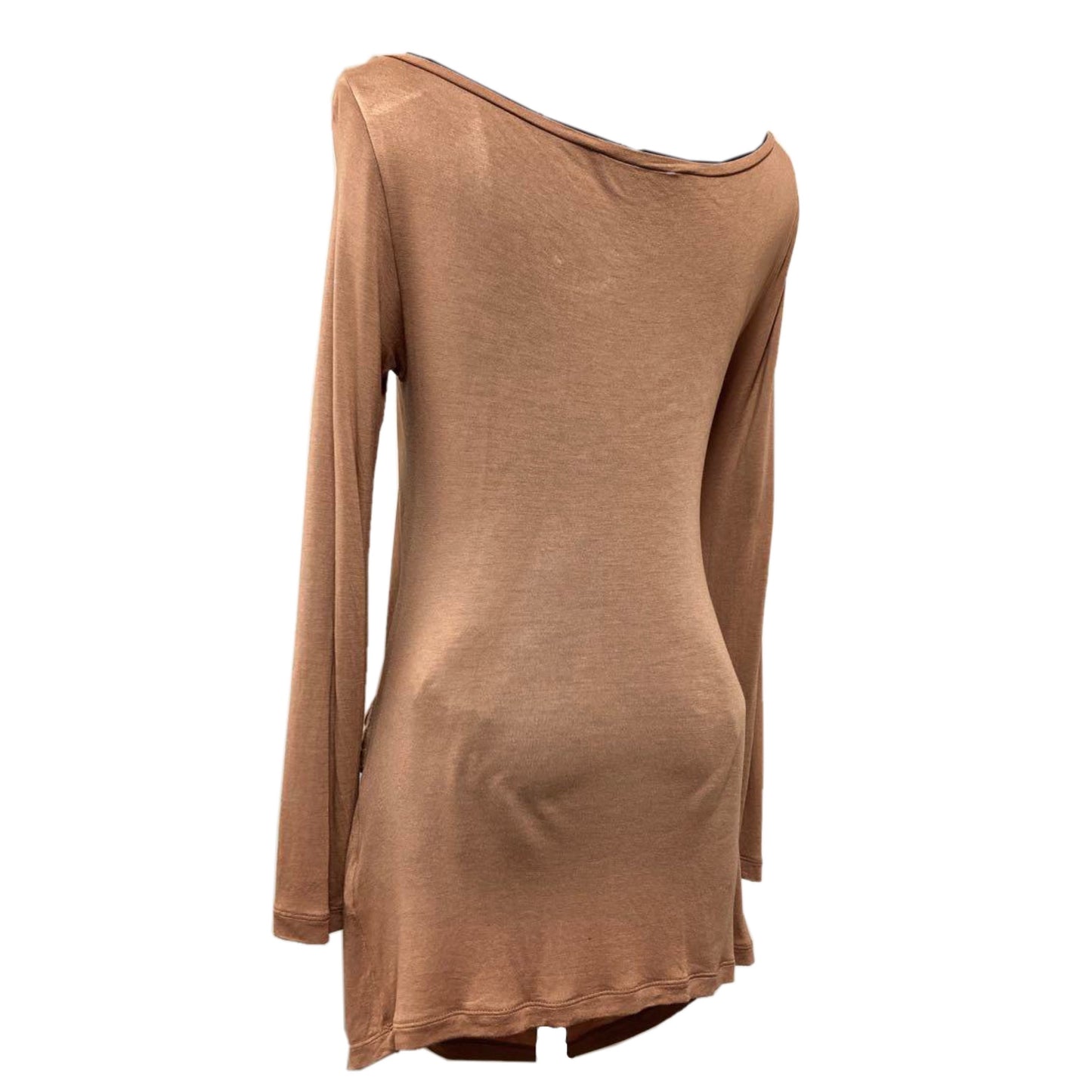 Gucci LS Scoop Neck Drape Metal Logo Top