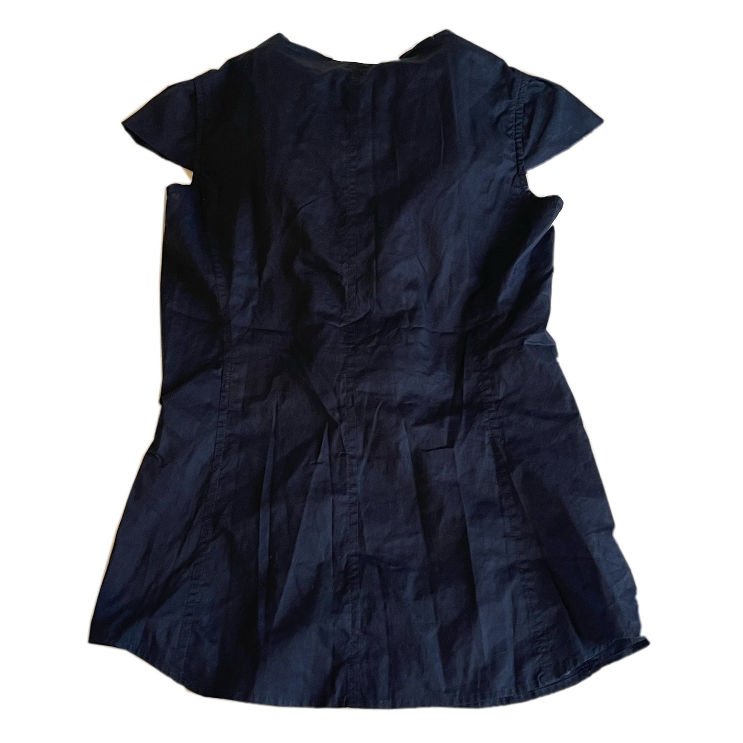 Yves Saint Laurent Ruffle Knit Trim Cap SS Button Down Blouse