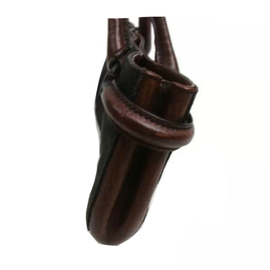 Gucci Mini Canvas Black Monogram Brown Leather Strap Tote