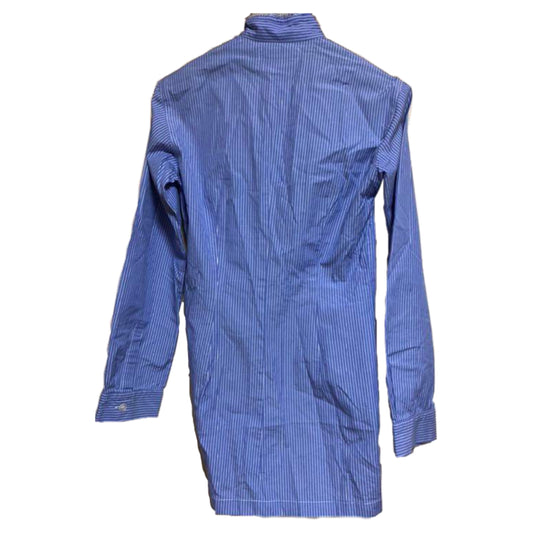 Y's Yohji Yamamomato Stripe Wool Mandarin Collar Assymetrical Button Down Blouse