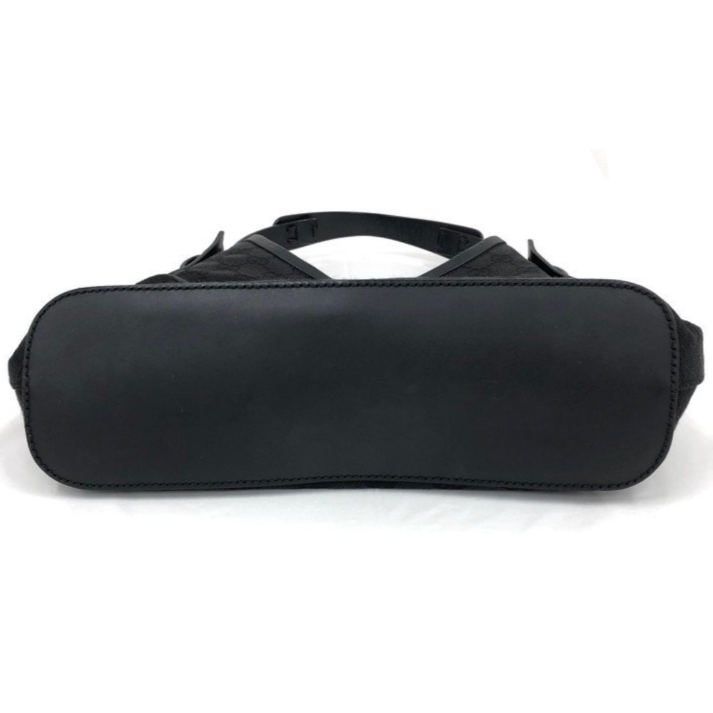 Gucci Canvas Monogram Black Leather Strap Shoulder Handbag