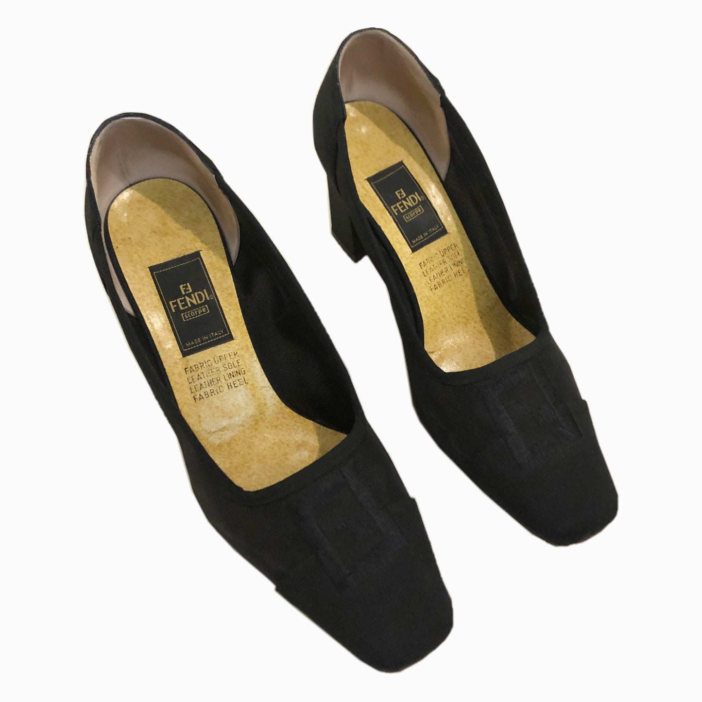 Fendi FF Logo Cap Toe Mesh Block Heels