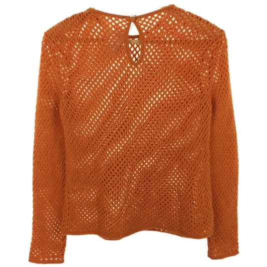 Valentino Diamond Knit Crew Neck Cashmere LS Top