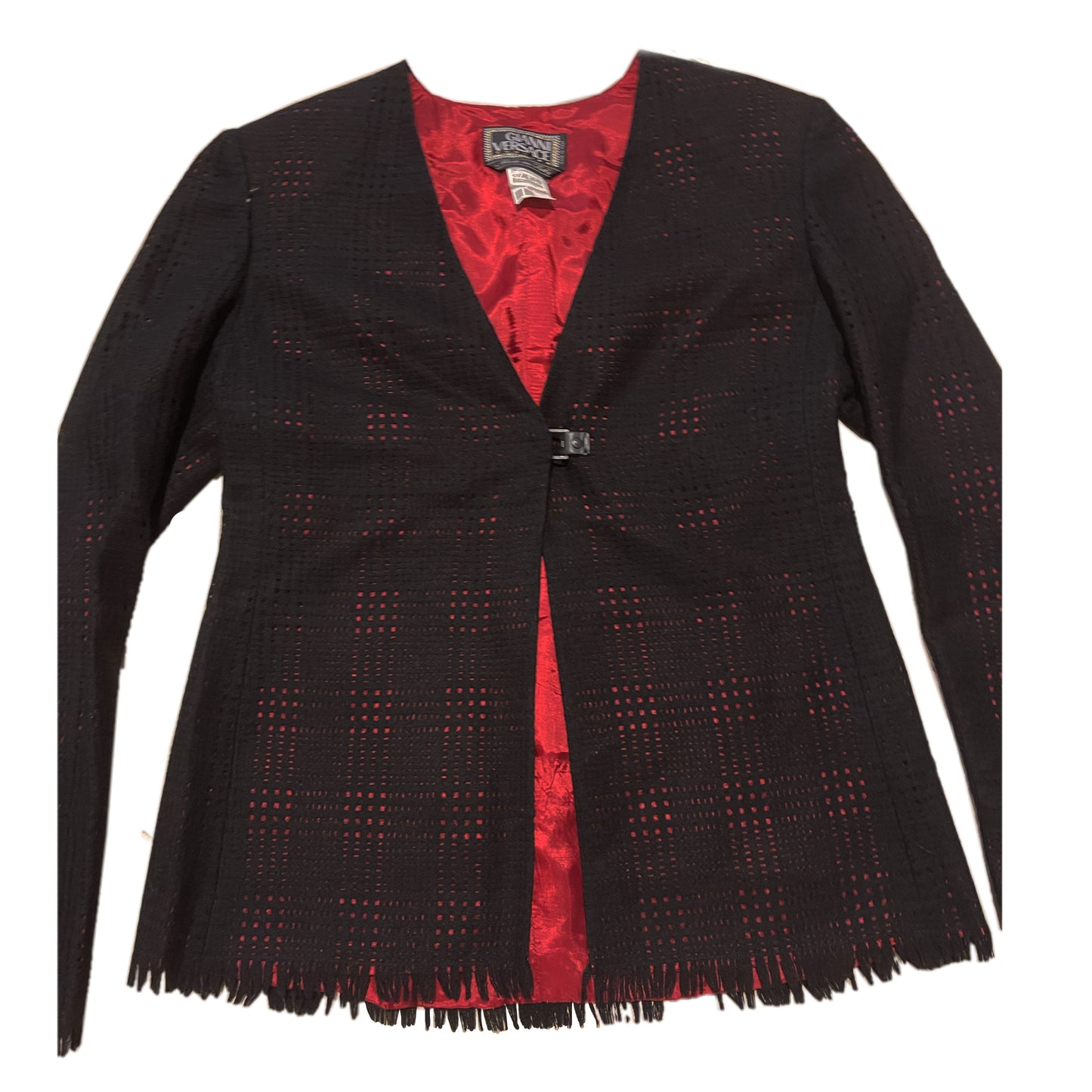 Gianni Versace Checkered Felt Skirt Cardigan Top Skirt Set