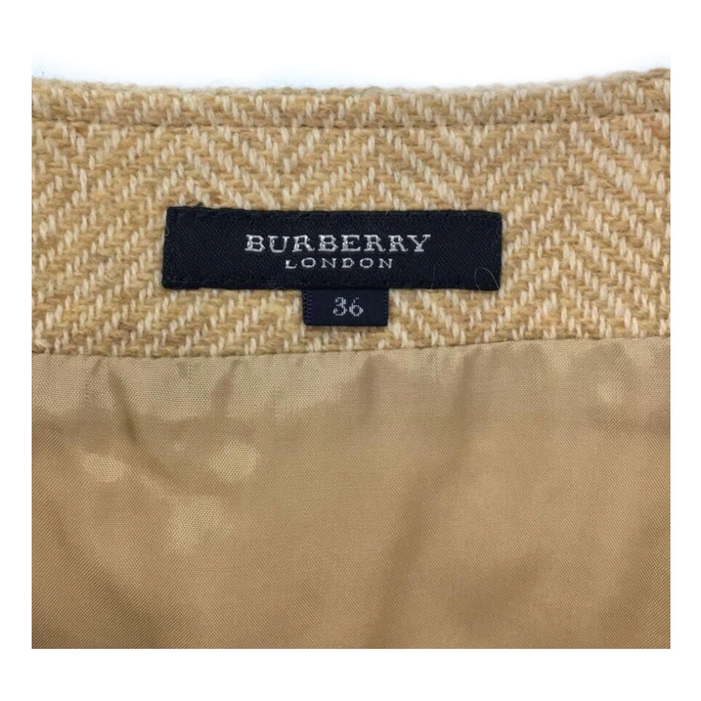 Burberry London Wool Blend Check Print Pleat Fray Hemline Midi Skirt