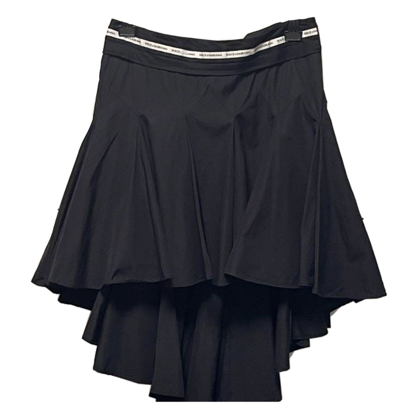 Dolce & Gabbana Waist Logo Band Assymetrical Flare Skirt
