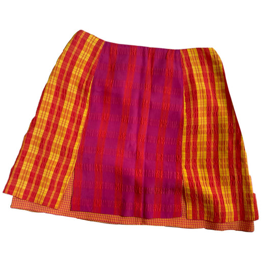 Christian Lacroix Multi Plaid Gingham Button Down Top Skirt Set