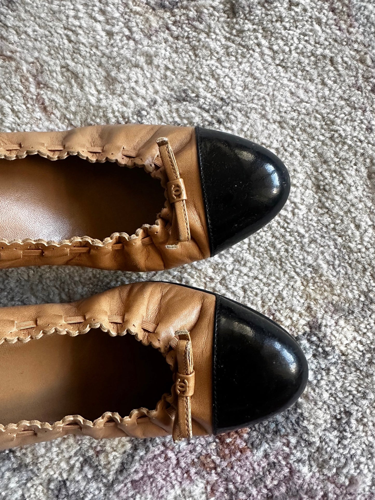 Chanel Two Tone Ballet Flat Heels