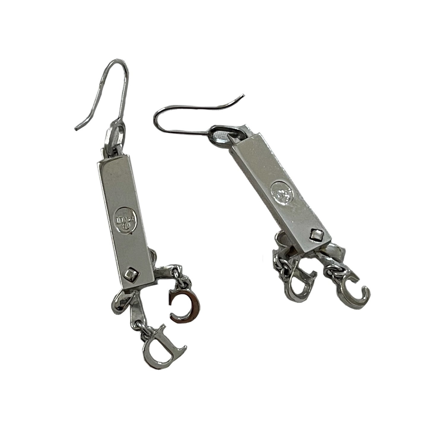 Christian Dior Pink Badge Bow Logo Drop Earrings