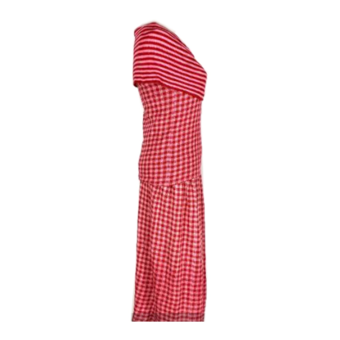 Kenzo Pink Red Stripe Over Shoulde Knit Top Dress/Skirt Set