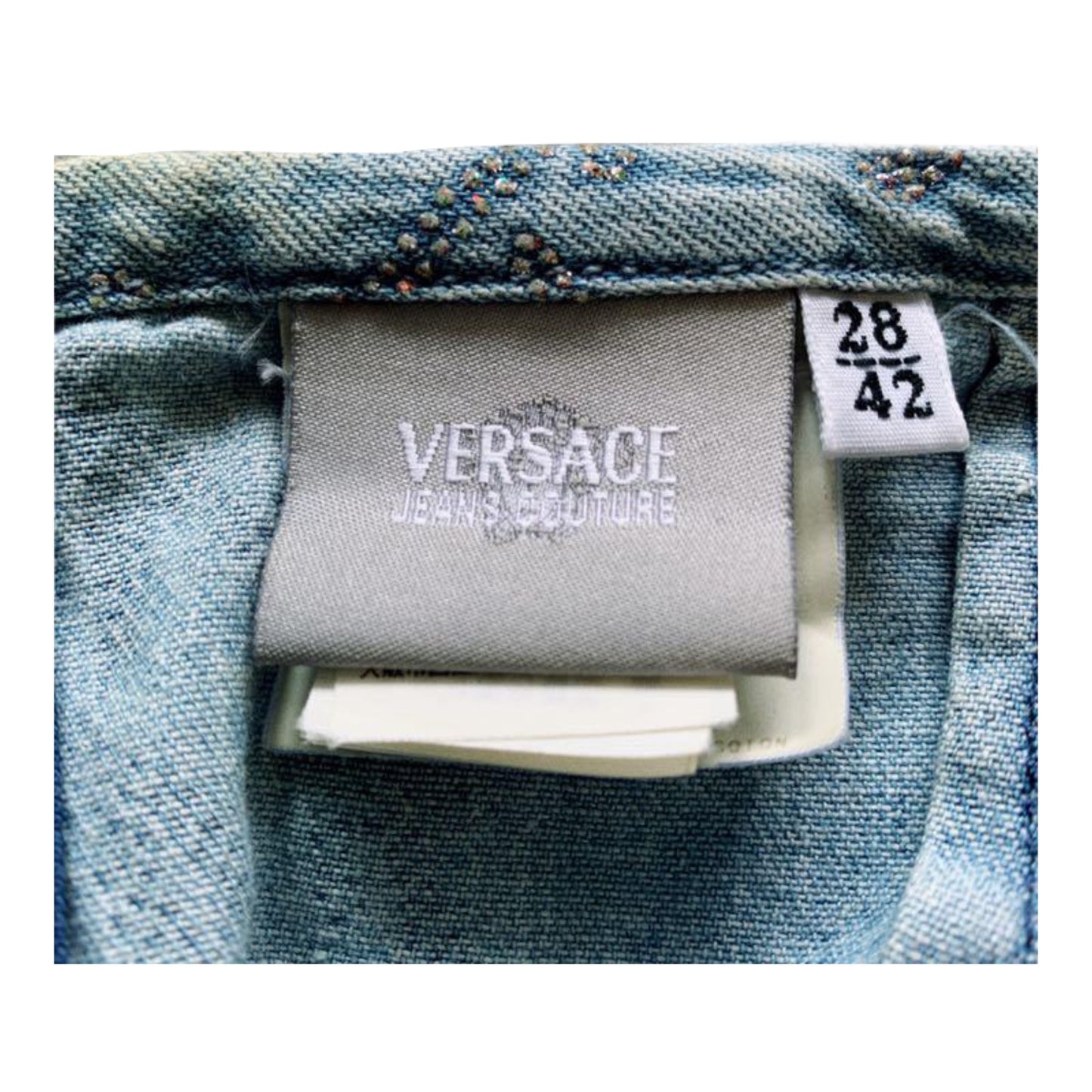 Versace Jeans Couture Denim Gem Branch Halterneck Midi Dress