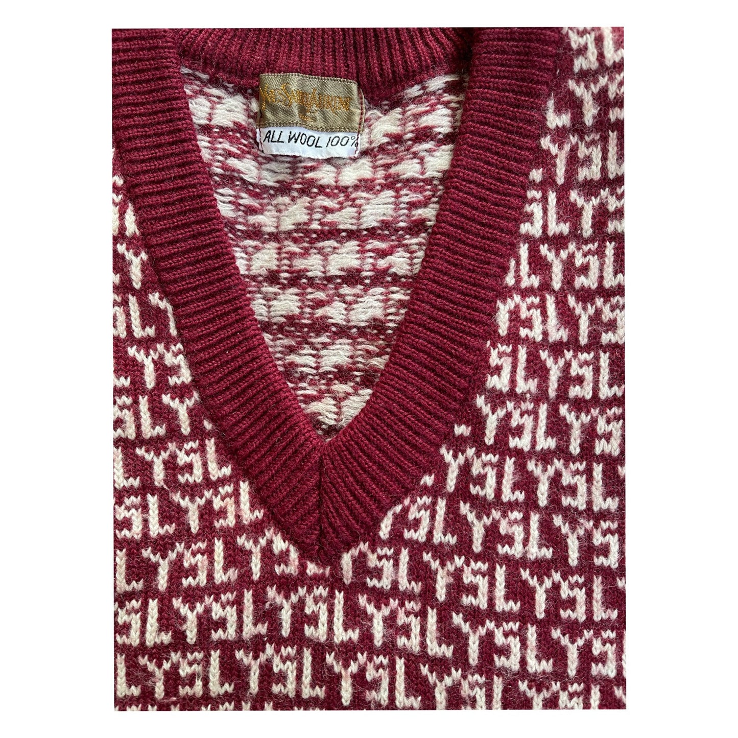 Yves Saint Laurent YSL Logo Knit V Neck Vest